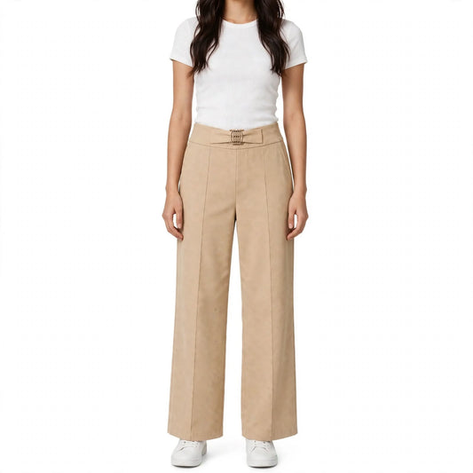 Buckle Waist Wide-Leg Culottes – Camel