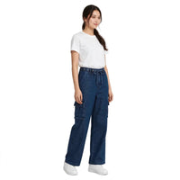 Washed Drawstring Cargo Pants – Denim Blue