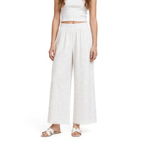 Eyelet Embroidered Wide-Leg Palazzo Pants – White