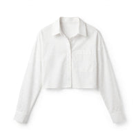 White cropped shirt with patch pocket and boxy dropped shoulder fit