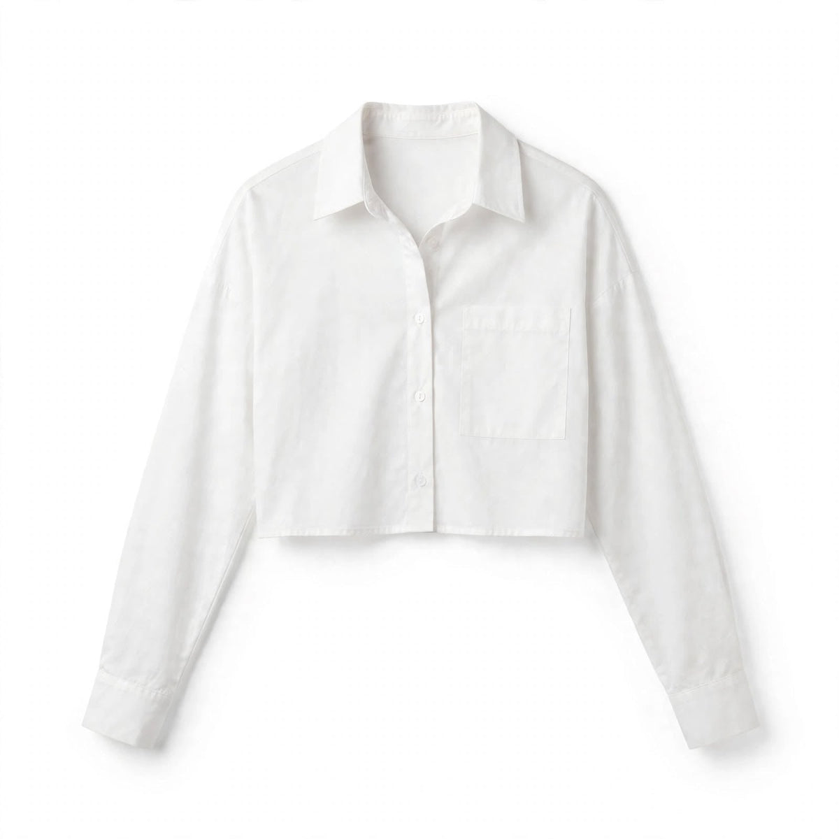 White cropped shirt with patch pocket and boxy dropped shoulder fit