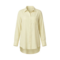 Ivory cream long shirt with chest pocket and high-low hem