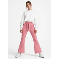 Tie-Belt Flared Trousers – Blush Pink