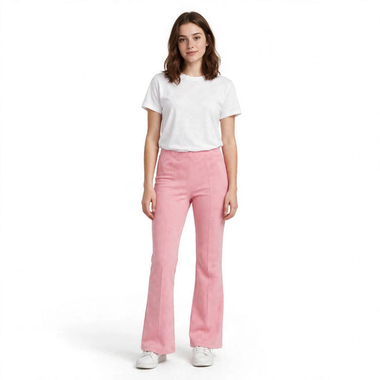 Pintuck Flared Pants – Rose Pink